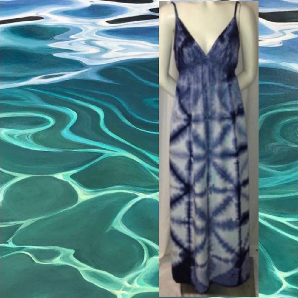 Lucky Brand boho denim dye maxi dress